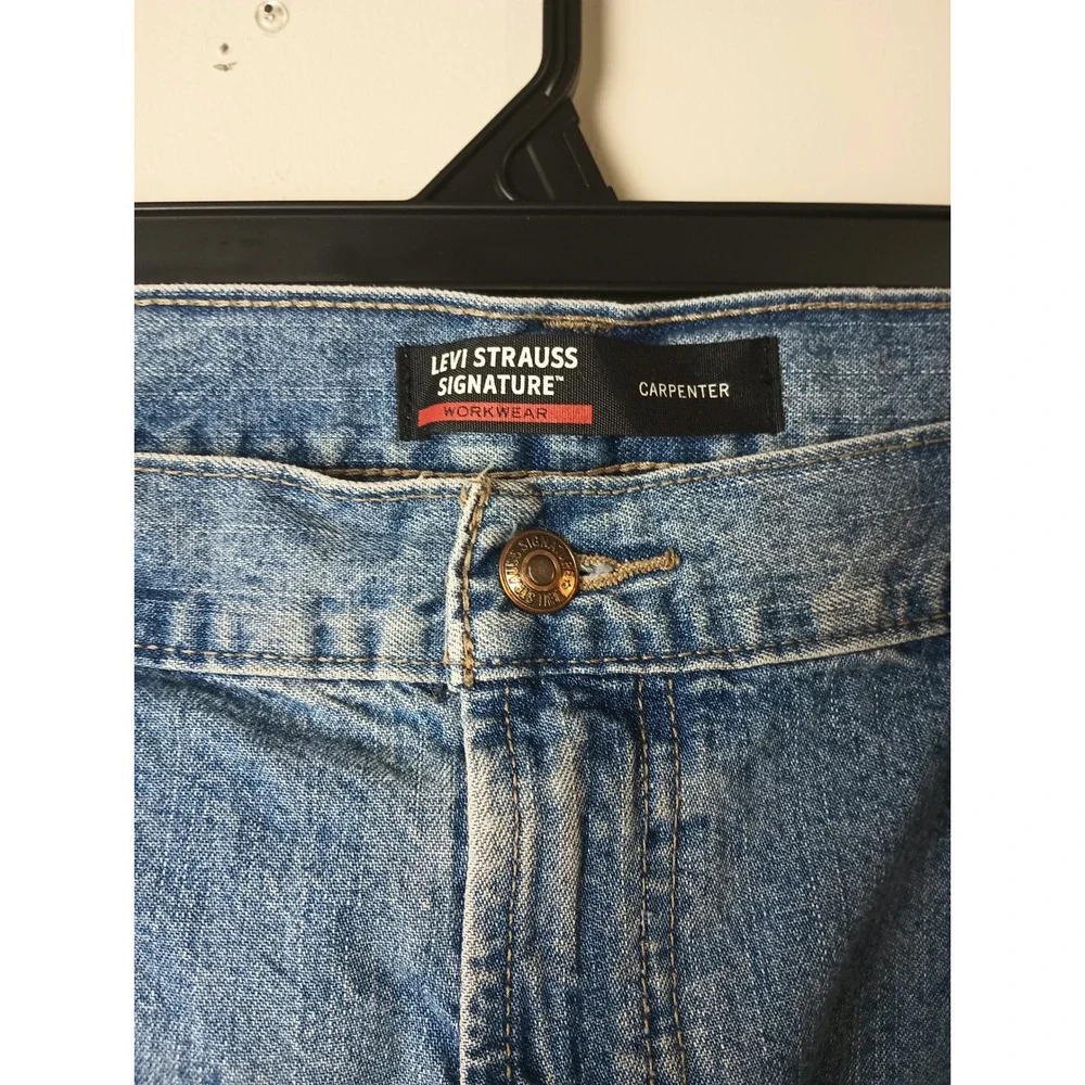 Levi Strauss Signature Workwear Carpenter Jeans Mens 42x30 Light Wash Blue Denim